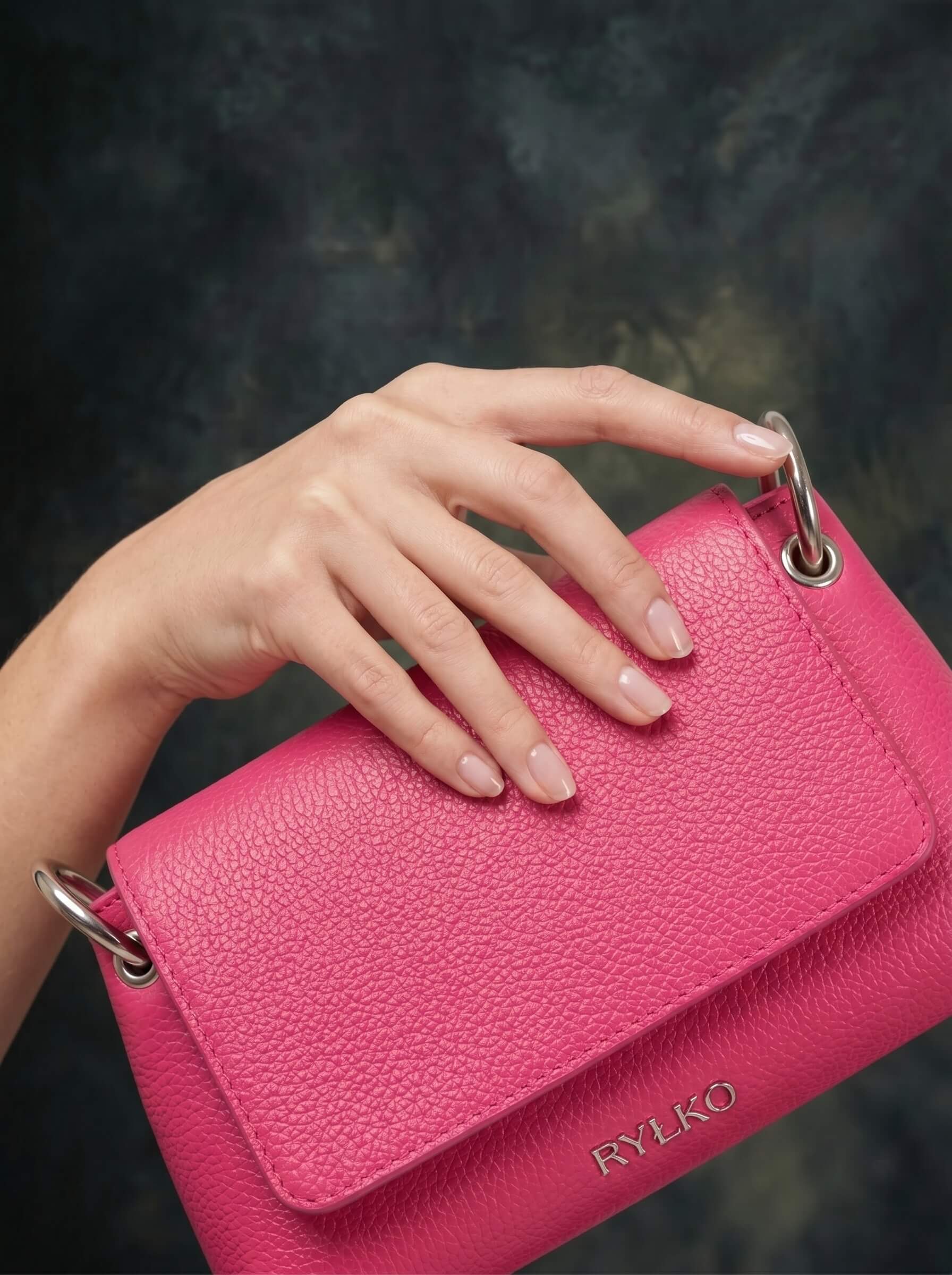 Hot Pink Leather Flap Bag Back